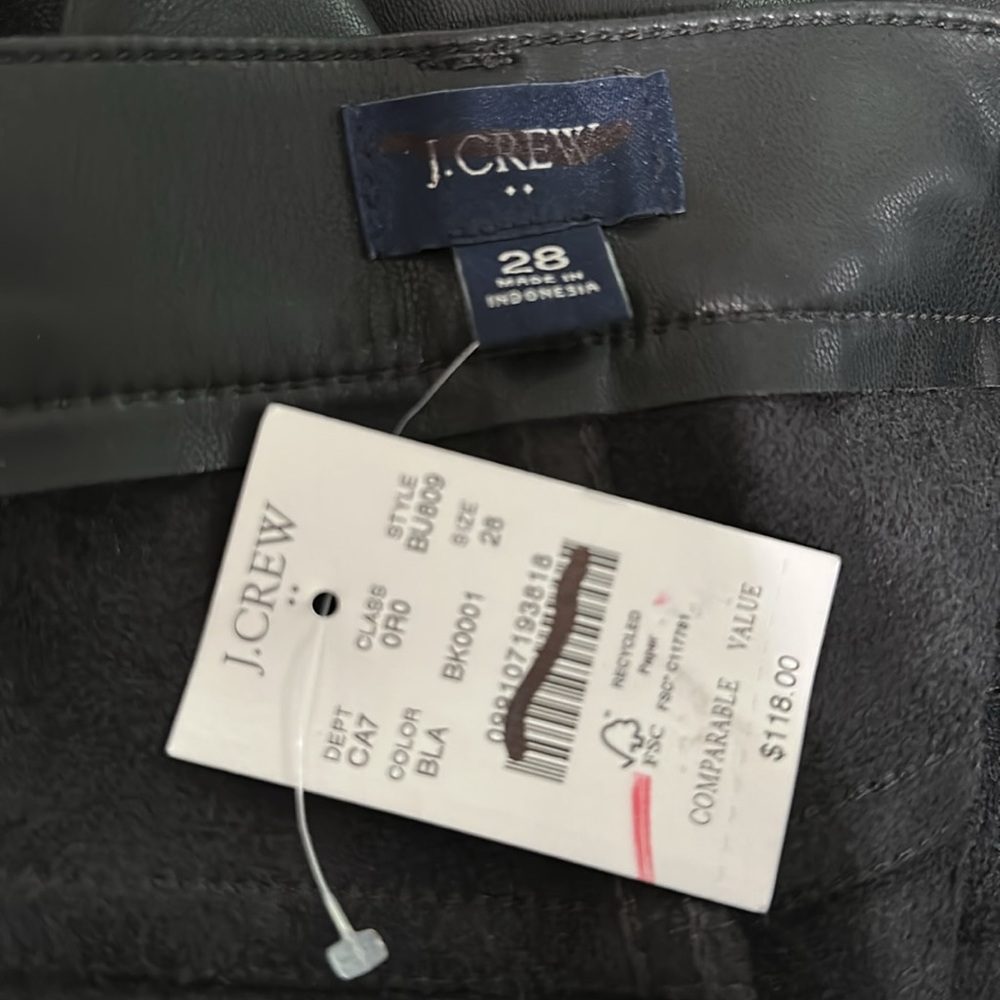 J.Crew Factory Full Length Straight Leg Pant in Black Faux Leather - Picture 8 of 8